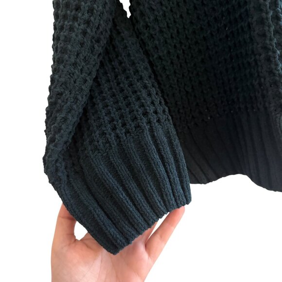 Pink Rose Forest Green Waffle Knit Sweater | M | Cozy Winter Classic - Picture 6 of 9